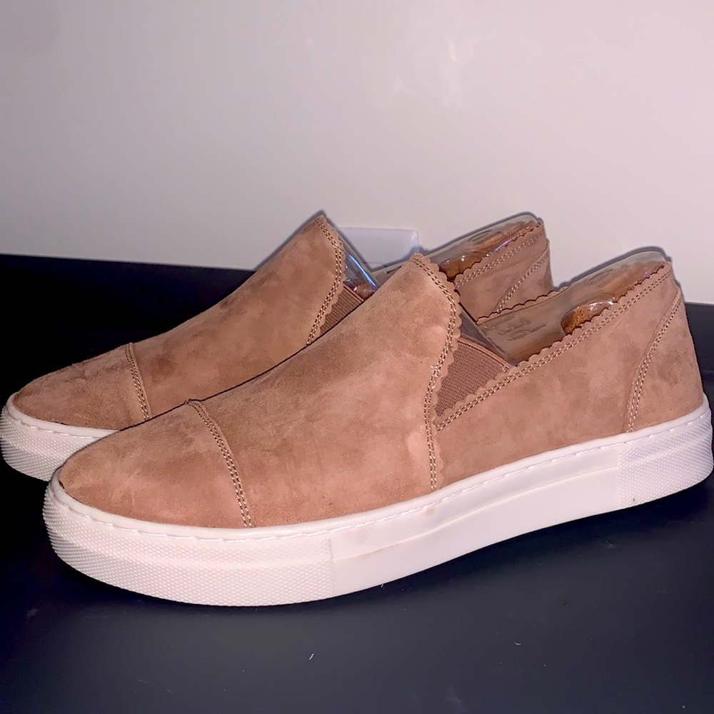 Brand New Tan Suede Slip on Sneakers w/ Box